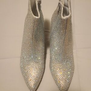 Sparkling Silver Ankle Boots